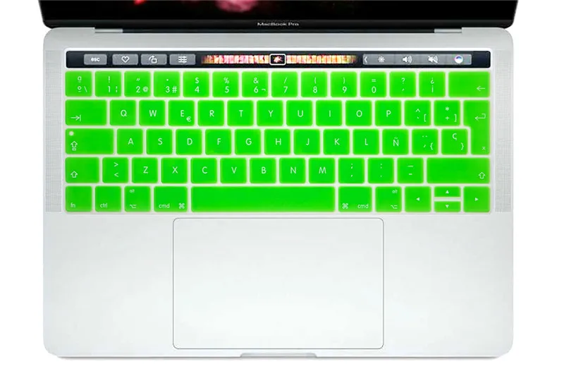 Для Macbook Pro 13 A1706 Pro 15 A1707 версия с сенсорной панелью испанского Европейского клавиатура крышка Защитная панель для клавиатуры - Цвет: Green