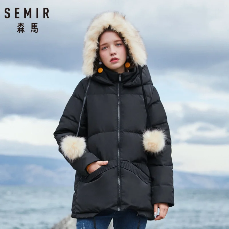 Куртка SEMIR женская с капюшоном стеганый пуховик карманами на молнии шелковой