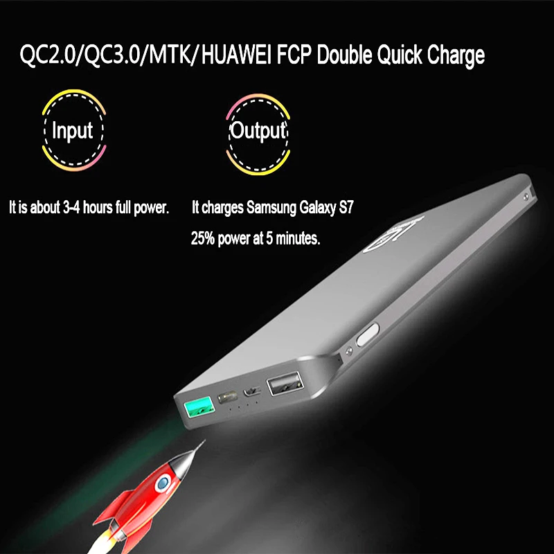 

XIN-MUM Portable Charger QC3.0 External Power Bank Battery for Mobile Phones Fast Charge Ultra-thin DUAL Usb Quick Charger