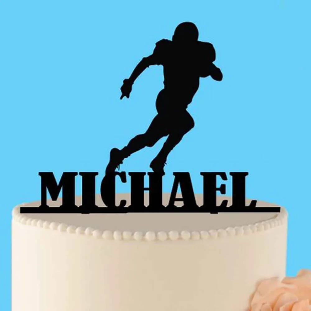 personalized American football Birthday Cake Topper,Customizable Birthday Cake Topper,Silhouette American Football player Sports Party Decorations