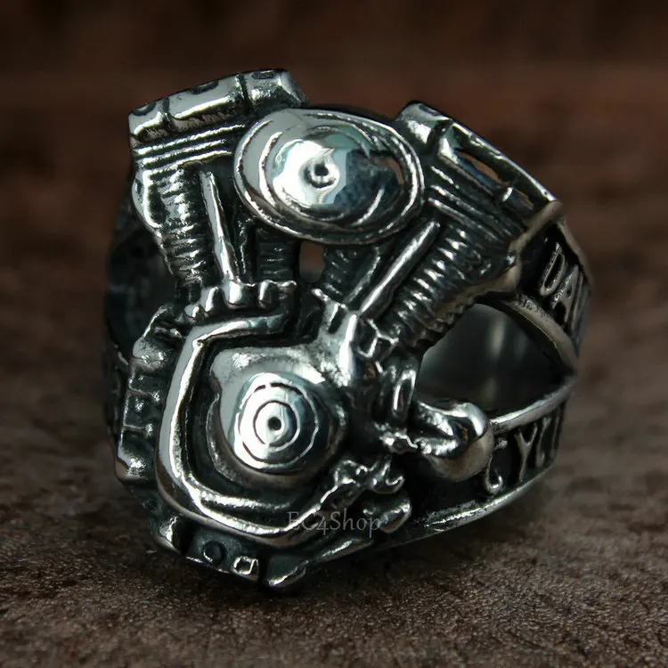 Men's 3D Motorcycle V2 V-twin Engine Motorbike Club 316L Stainless Steel Ring Men's 3D Motorcycle V2 V-twin Engine Motorbike Club 316L Stainless Steel Ring