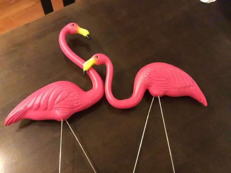 PE Flamingo Simulation Animals Garden Landscape Outdoor Crafts Decoration Ornaments 2Pcs Pink animal sculpture decorations
