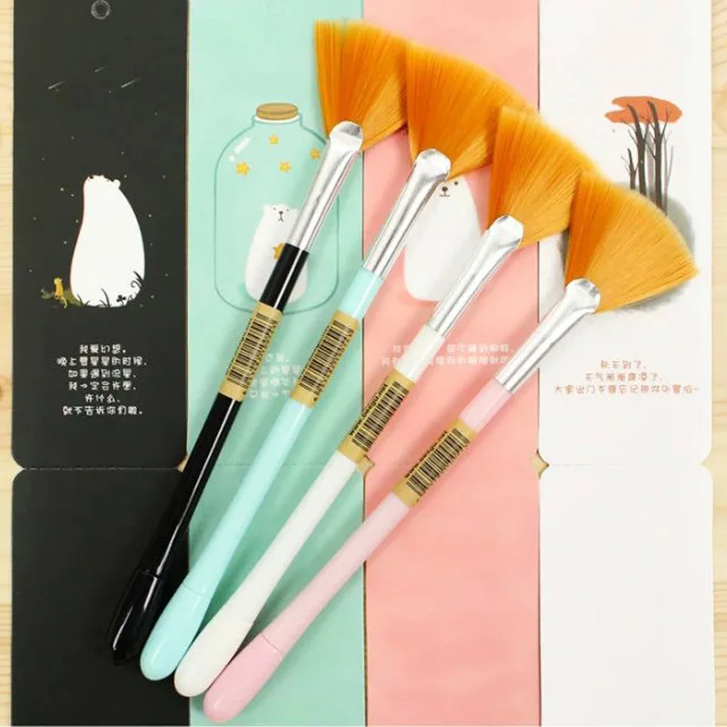 

4 pcs/lot Novelty gel pen with clean brush for Computer 0.5mm balck ink pens Korean Stationery Office School Supplies escolar