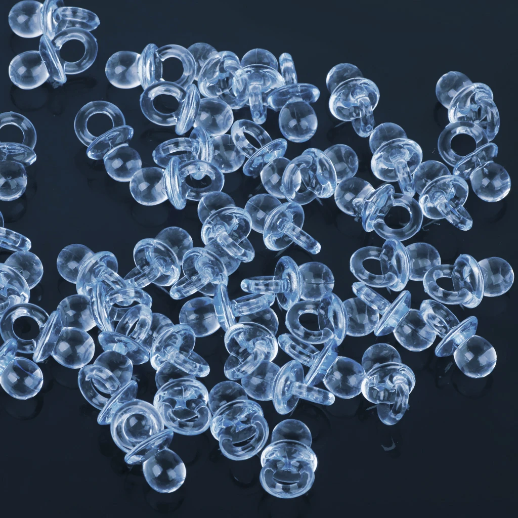 50pcs Mini Acrylic Baby Pacifiers Baby Shower Favors Baby Boys Girls Plastic Clear Table Scatter