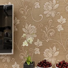 Новая Цветочная настенная бумага для спальни, декор для гостиной, Нетканая 3D тисненая флокированная ткань, настенная бумага, настенная бумага с цветочным рисунком, рулон