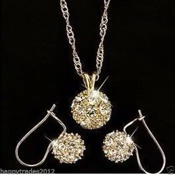 

Prett Lovely Women's Wedding Jewellery 8-10mm The Ball Crystals Necklace Earring Set natural Luxury Ms. girl Wedding Jewelry