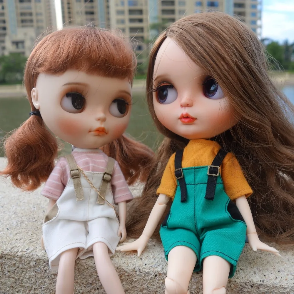 1 шт. комбинезон Blyth Dolls брюки на подтяжках полосатая футболка для Blyth Licca 1/6 куклы комбинезон Одежда для кукол аксессуары