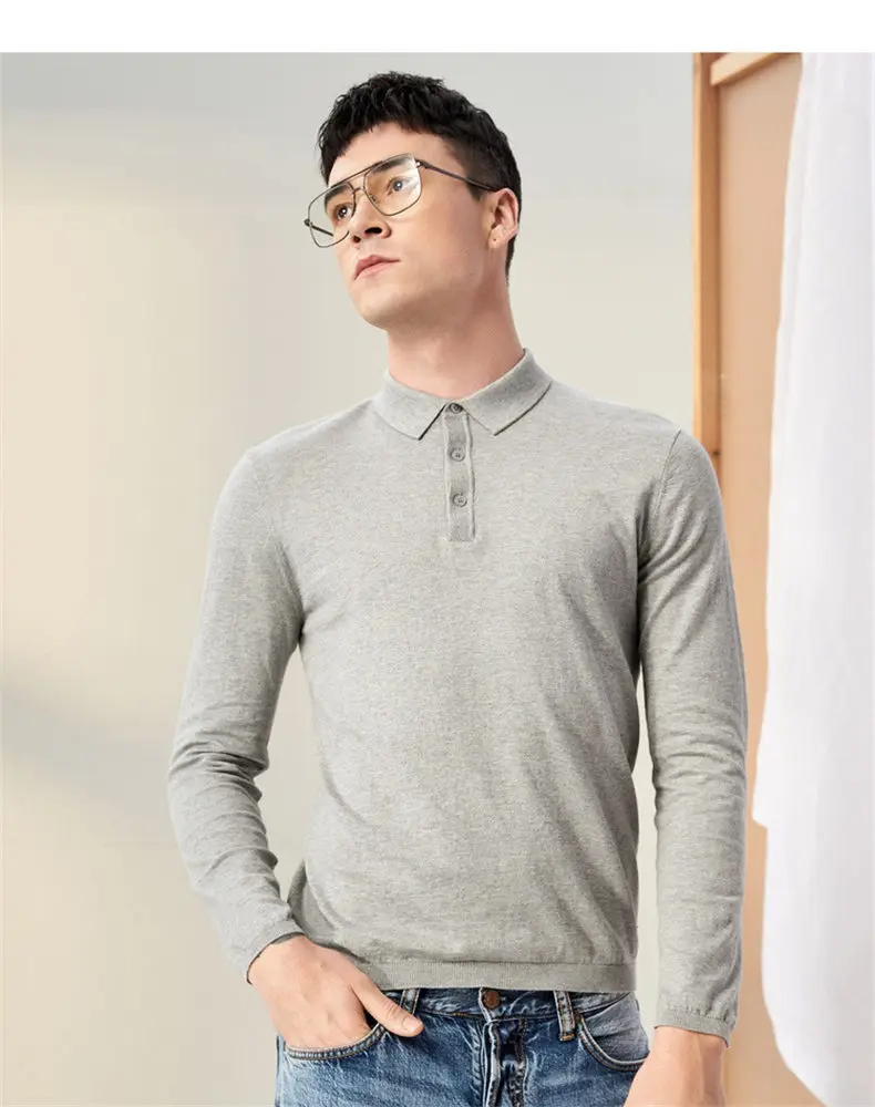MuLs 2019 Mens Polo Pullovers Business Classic Long Sleeve 100% Cotton Knitted Quality Sweater Polos Male Plus Size 3XL 4XL Tops 06