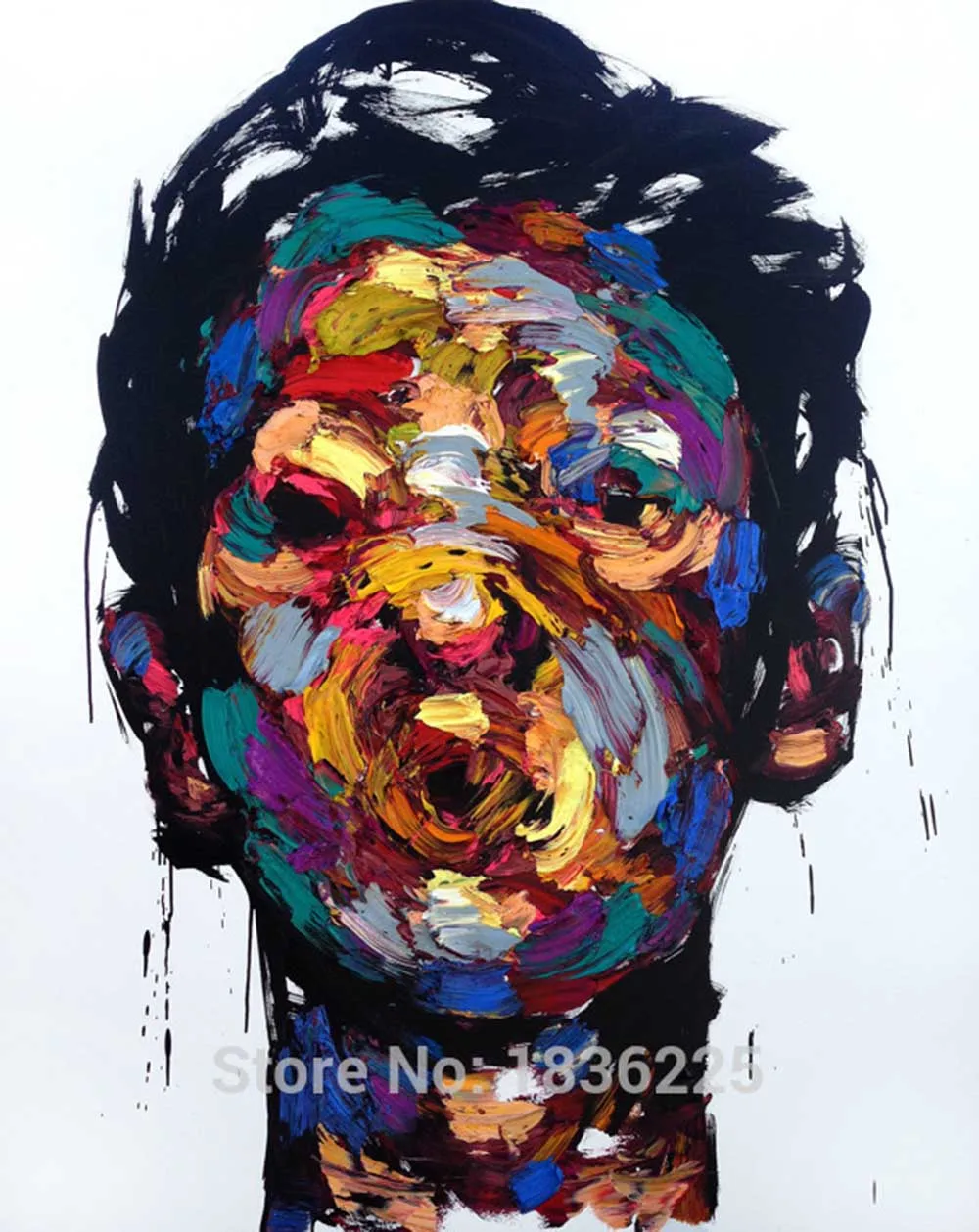hand painted wall art colorful man face painting on canvas