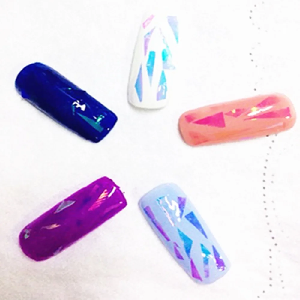 Online Holographische Shiny Laser Nagel Transfer Folien Aufkleber Größe 100 M * 5 cm Gebrochen Glas DIY Nail art Schönheit Dekoration schablone Aufkleber