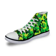 Бесшумные дизайнерские высокие парусиновые женские кроссовки винтажная Вулканизированная обувь на плоской подошве со шнуровкой 3D Камуфляжный принт для девочек Уличная обувь