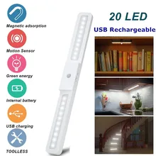 USB перезаряжаемая 20 светодиодная подсветка под шкаф беспроводной датчик движения светильник гардероб лестница кухонный датчик Ночной светильник лампа