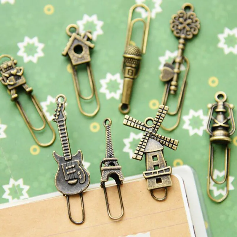 Vintage Metal Bookmarks Handmade Craft Supplies DIY Beading Markers Hook Office Stationery Smooth Cute Book Mark for Reading Readers Golden, Men's