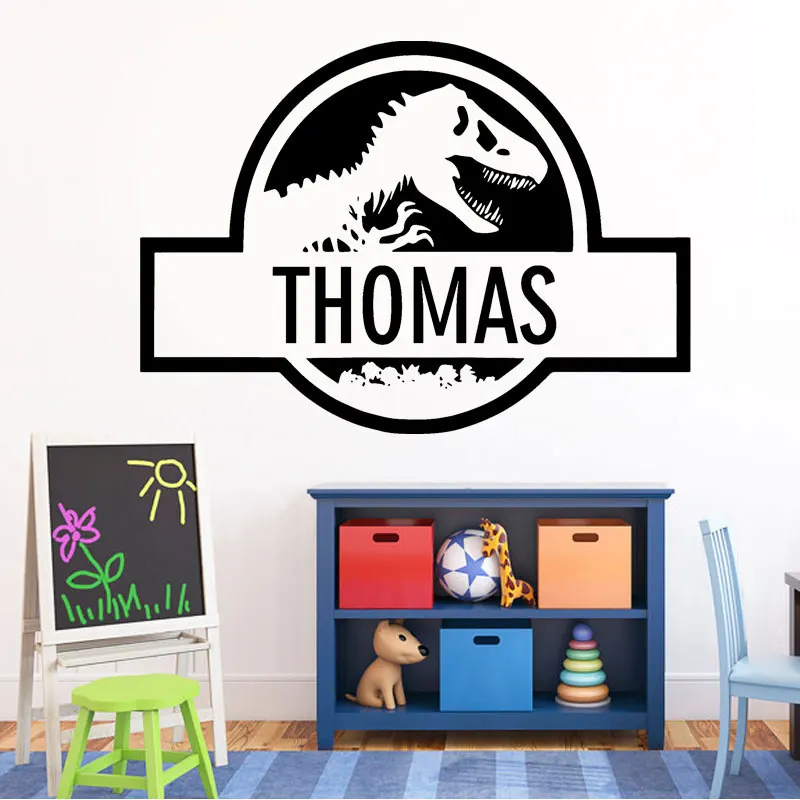 Personalised Name Wall Vinyl Sticker Jurassic Park Dinosaur