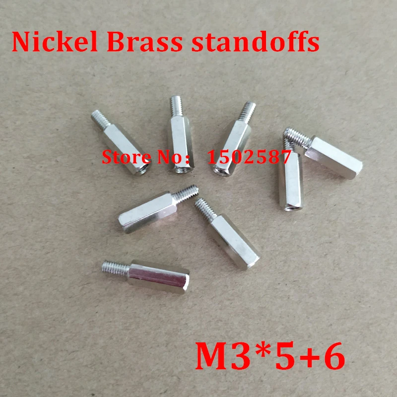 

100pcs M3*5+6 Nickel Plated Brass Standoff Spacer Male Female Silver Spacing Screw PCB Board Brass Threaded spacer hex spacer