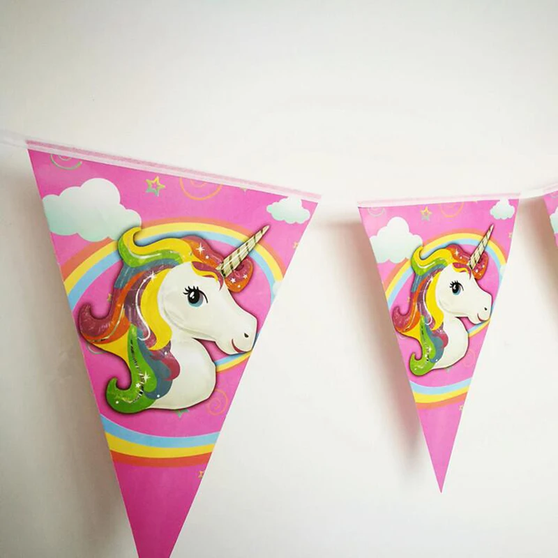 

10Pcs Unicorn Paper Flag Pennant Banner Happy Birthday Party Decoration For Kids Favor Gift Supplies