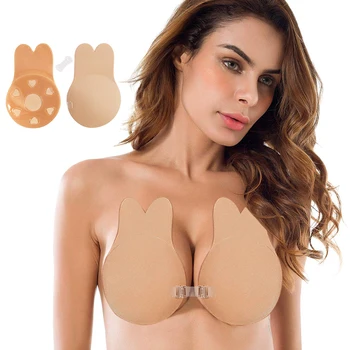 

2019 Rabbit Bra Breast Lift Up Invisible Bra Tape Sexy Strapless Adhesive Nipple Cover Silicone Lingerie Push Up Bras For Women