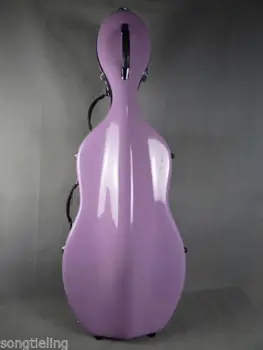 

1/2 lilac fiberglass cello hard case w/ wheells #6730