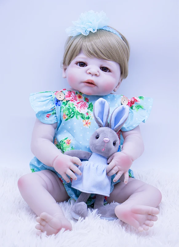 Hot-selling blonde blue-eyed reborn doll realistic silicoen baby doll vinyl girl toy most wanted Christmas gift for children