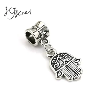 

5pcs Tibetan Silver Plated Hamsa Hand Charm Beads European Charms Bracelet Jewelry DIY Jewelry Findings Handmade