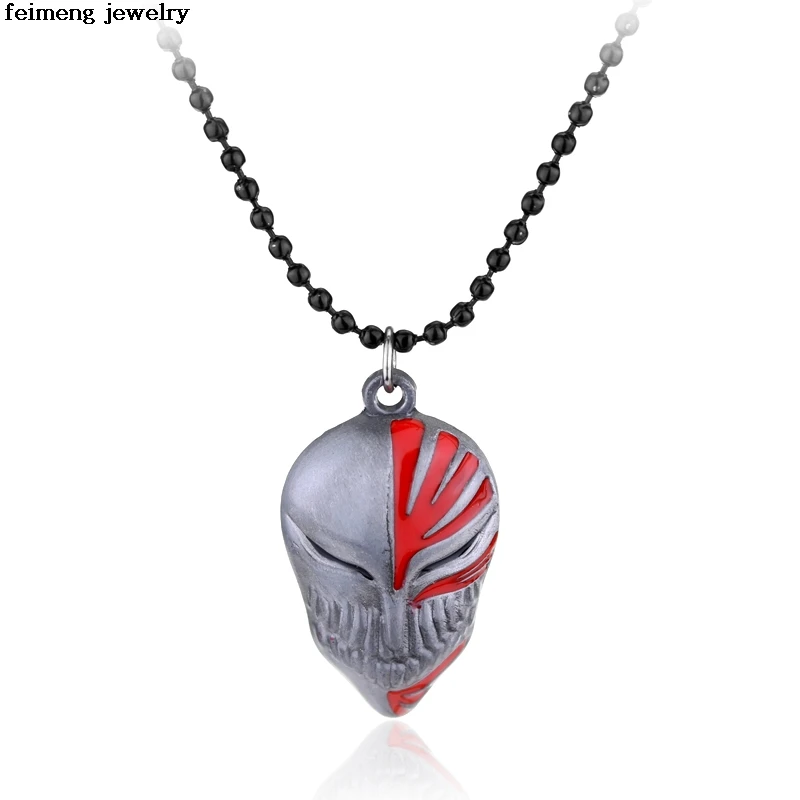 

Wholesale Hot Anime Trinket Bleach Kurosaki Mask Jewelry Bleach Necklace Metal Pendant Choker Women Men Gift Accessories 20pc
