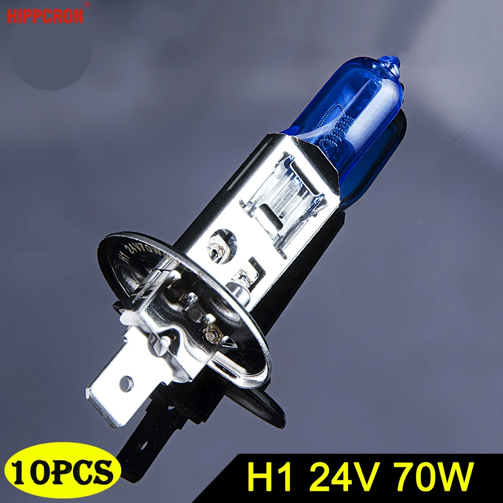 hippcron H1 Halogen Lamps 24V 70W 10 PCS 5000K Super White Xenon Dark