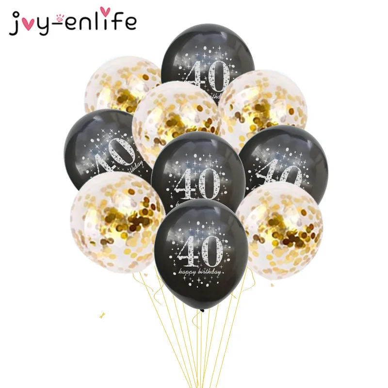 JOY-ENLIFE 10 шт. надувные конфетти Воздушные шары 12 дюймов латексные шары 30 40 50 60 лет день рождения для взрослых фольга гелиевые шары