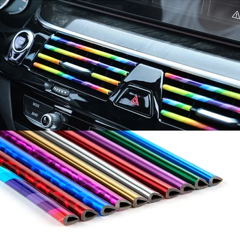 

10Pcs Car Air Vent Grille Accessories Chrome Strip Interior Mouldings Girls Decorative Universal Auto Exterior Decoration Agent