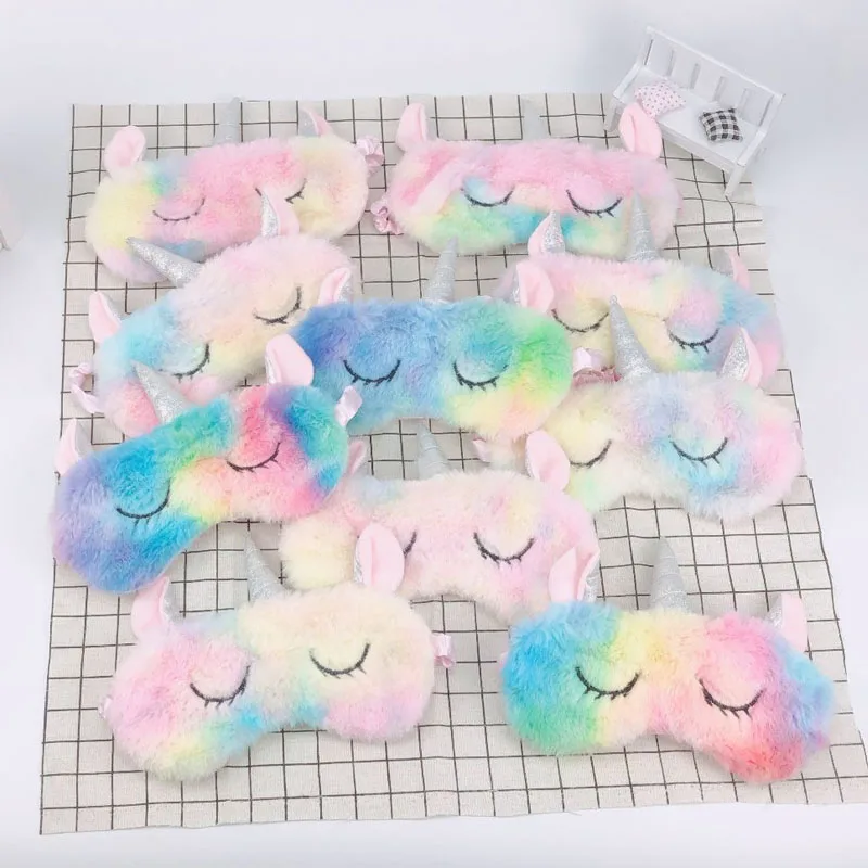 

New Eye Mask Plush Plush Unicorn Eye Shade Sleeping Mask Cute Animal Cover Eyeshade Suitable for Travel Home Party Stuffed Gifts