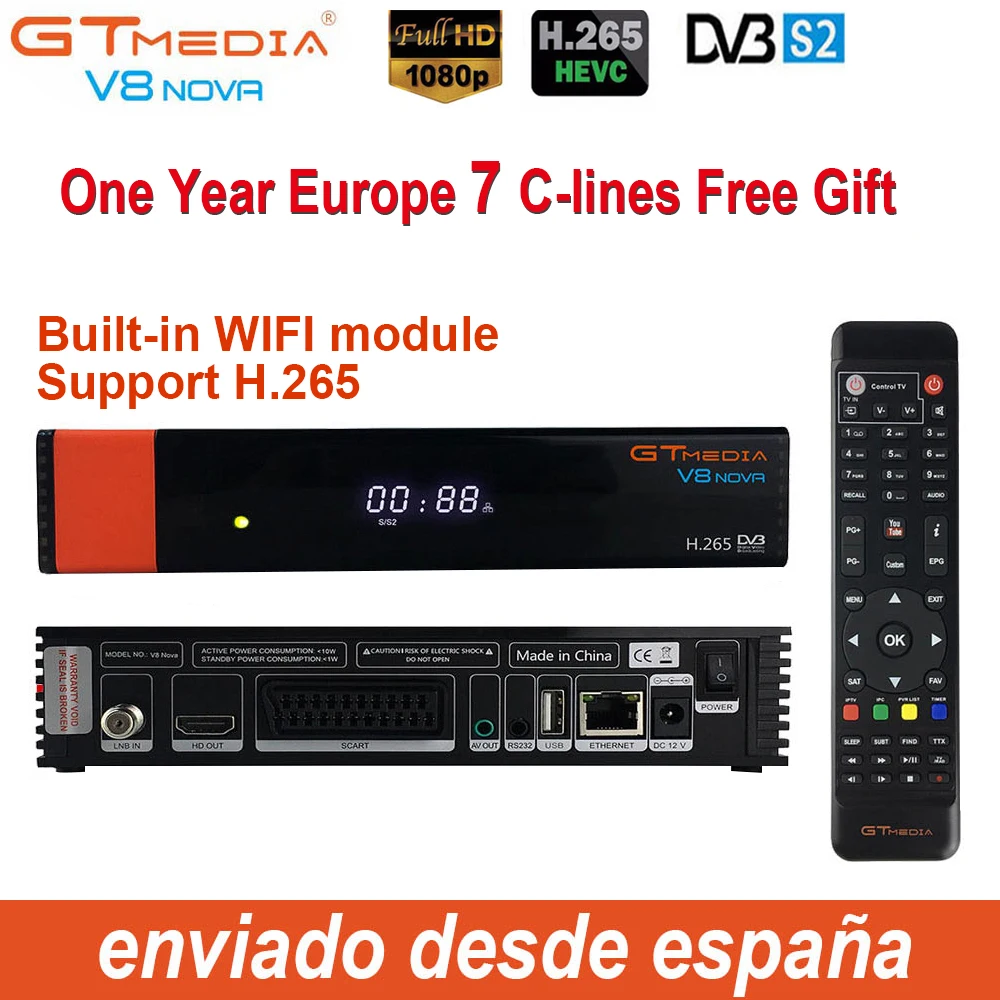 1 год Европа Cline Подлинная Freesat GTMedia V8 Nova Full HD DVB S2 спутниковый ресивер тот же V9 Супер