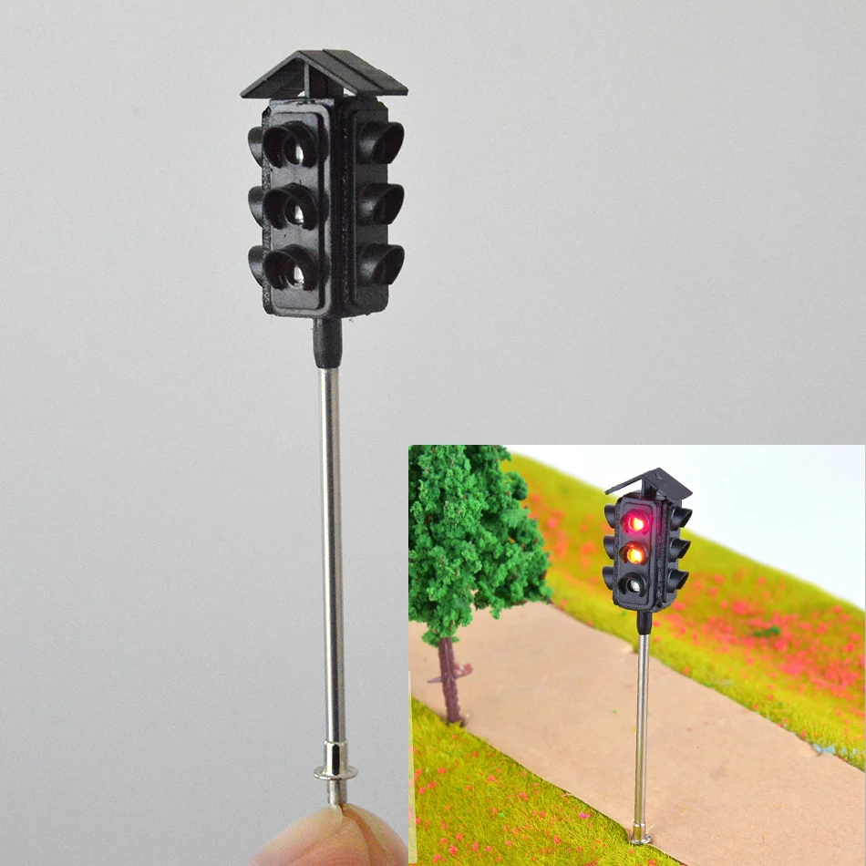 

Ho Scale Model Light Crossing Signal Street LED Lamp Train Railway TrainTraffic Toys For Children Diorama Building Road Layout