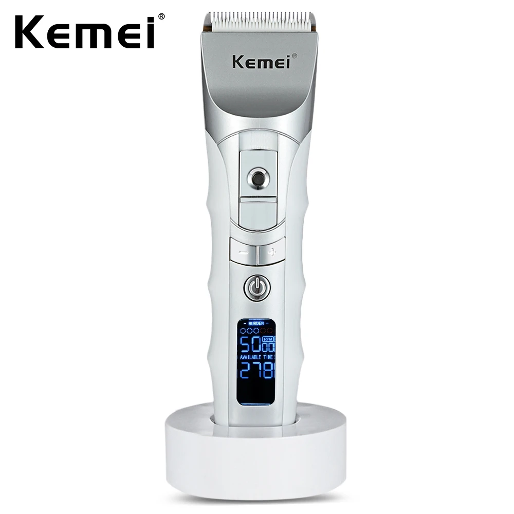 

Kemei KM - 838 Rechargeable Electric LCD Hair Clipper Haircut Ceramic Titanium Trimmer LCD Hairdressing Tool With 4 In 2 Comb