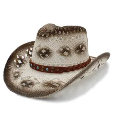 Женская и Мужская Западная ковбойская шляпа с панк-лентой, ручная работа, тканевый ботер, Пляжная Солнцезащитная Женская ковбойская шляпа, размер 58 см