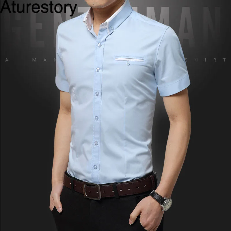 Aturestory Men Shirt Short Sleeve Luxury Brand Male Casual Tops Summer ...