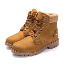 Women boots square heel snow boots shoes woman new fashion warm velvet ankle boots women shoes botas mujer invierno