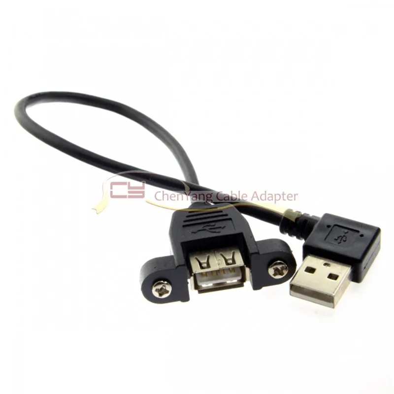 

Правый угловой 90 градусов USB 2,0 A штекер к женскому удлинительному кабелю с панельным отверстием 20 см