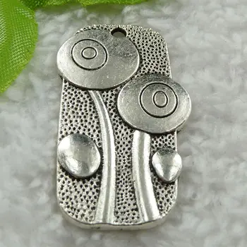 

68 pieces antique silver flower charms 38x23mm #1451
