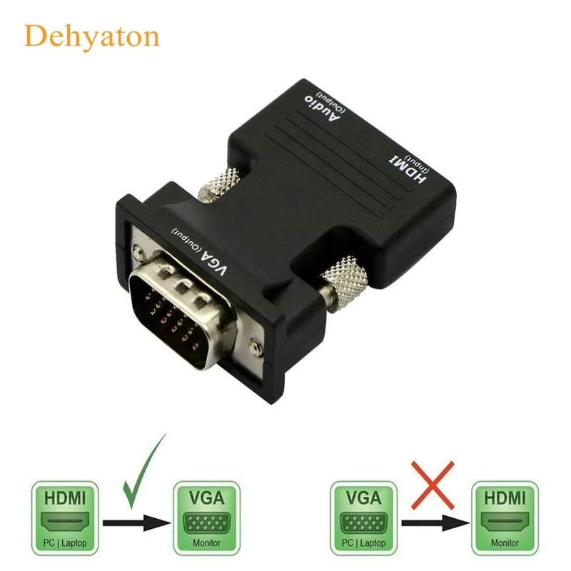 

2018 HDMI to VGA Adapter Converter HDMI Female to VGA Male Audio Cable Video Converter 1080P for PC Laptop TV Monitor Projector