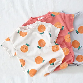

Celveroso Baby rompers 100% Cotton Infant Body Short Sleeve Clothing baby Jumpsuit Orange Printed Baby Boy Girl clothes Casual