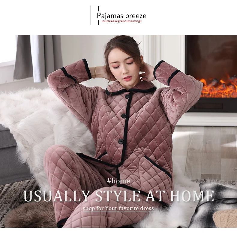 Теплая зимняя женская утепленная пижама из кораллового флиса, комплект из 2 предметов, Женское пальто+ штаны, фланелевый плотный теплый костюм, Женская домашняя одежда, 3XL