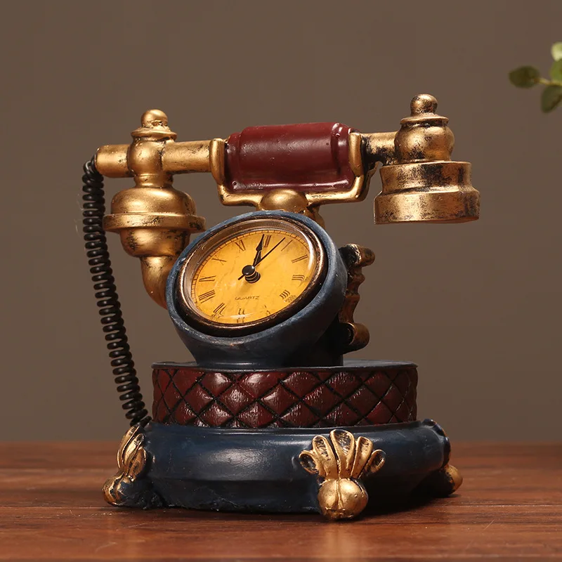 Ретро винтажный Стиль Телефон Модель креативная гостиная кафе часы для ресторана фигурки для домашнего декора ретро телефон