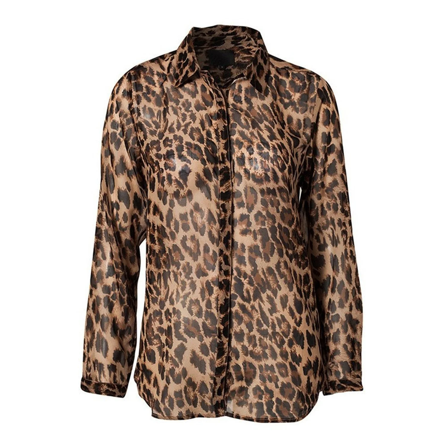 Женская сексуальная шифоновая рубашка с леопардовым принтом Свободная Повседневная Блузка