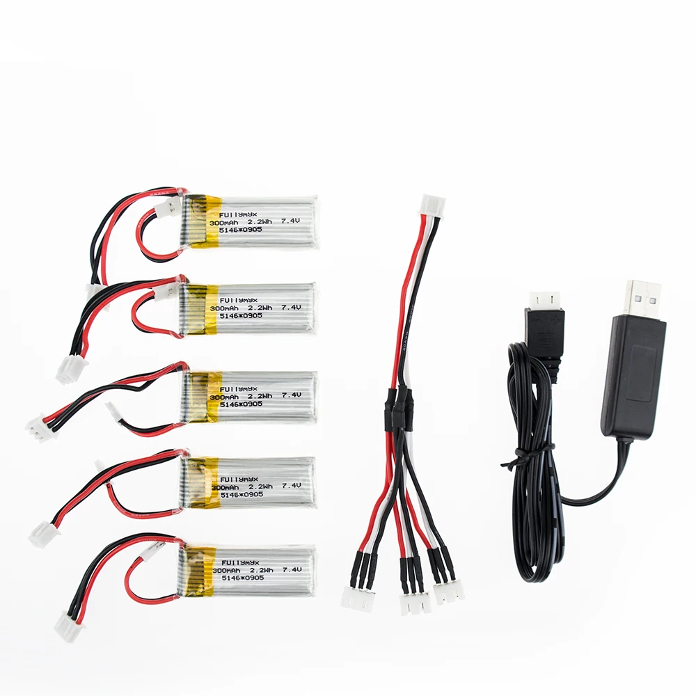 

hot sale 5pcs 7.4V 300mAh 30c Li-Po Battery with cable For WLtoys F959 XK A600 Airplane Spare Parts RC Drone Car