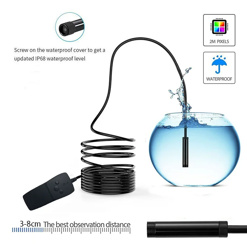 Lerbyee Wifi Endoscope Inspection Mini Camera Waterproof IP68 Semi rigid Wireless Borescope Video Inspection for font
