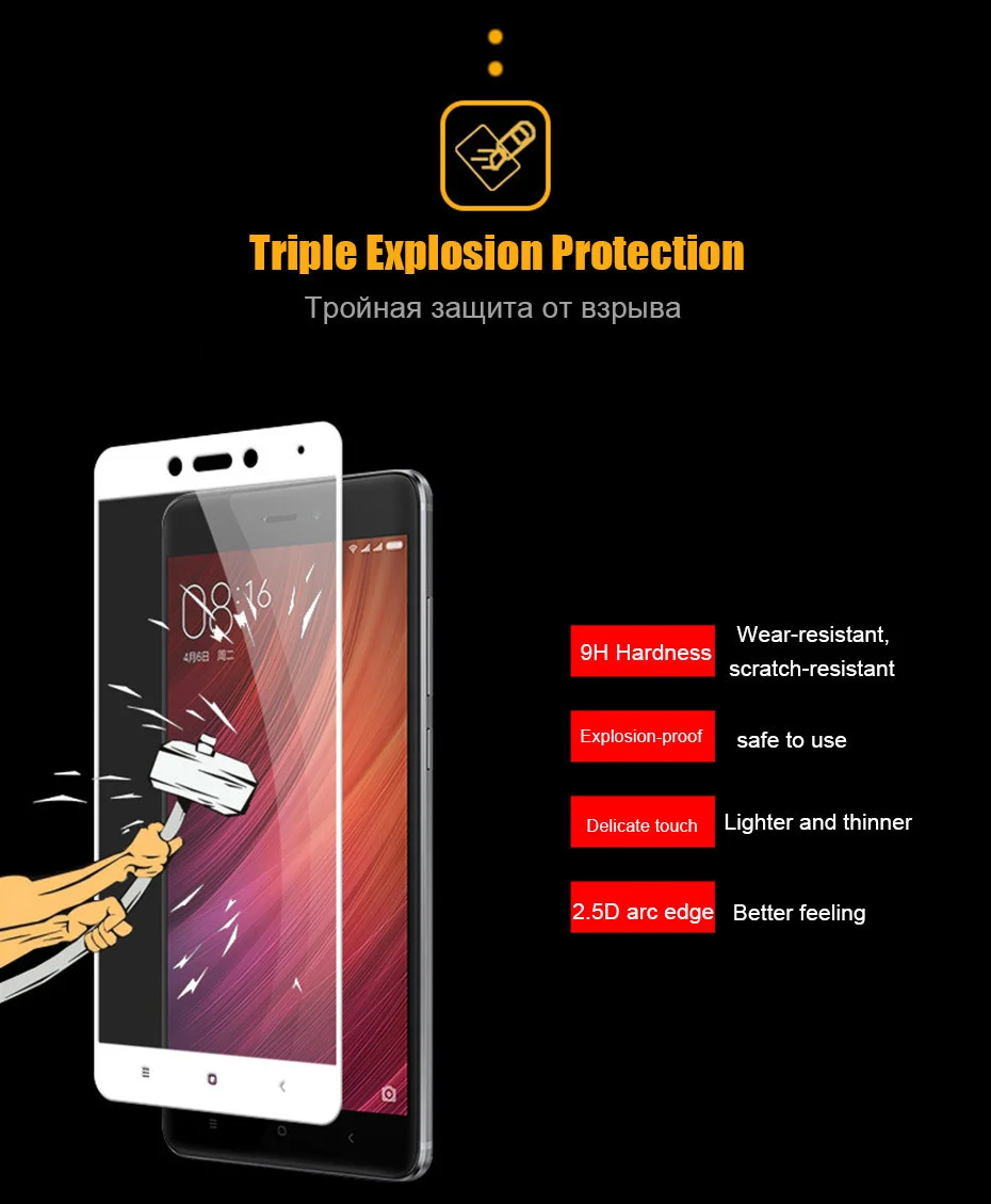 MOUSEMI Glass 4x For Xiaomi Redmi Note 4 Global Glass Tempered Full Cover Film Screen Protectors, For Xiaomi Redmi Note 4x Glass (7)