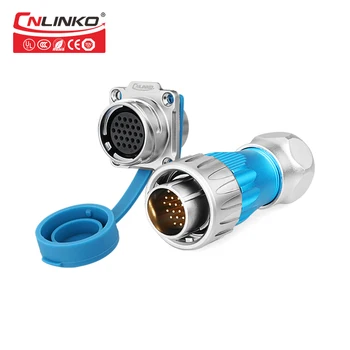 

CNLINKO DH-24 Series 24 Pin Waterproof Connector IP67 Male Female Connectors, Power Cable Panel Mount Plug & Socket