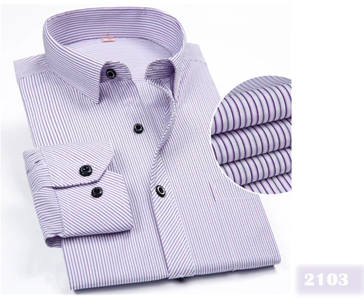 2019 новые весенние полосатые Для мужчин платье Man Формальные Regular Fit Мужские рубашки с длинным рукавом бренд Бизнес Мужской Повседневная