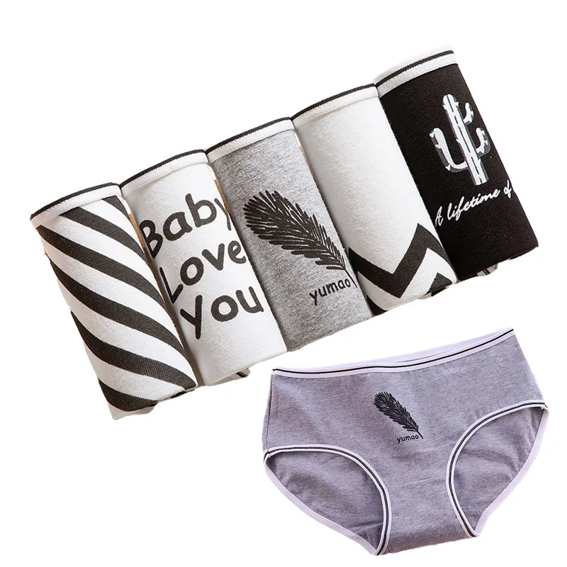 

New 5Pcs/lot Panties Women's Underwear Cotton Printed Briefs Seamless Panties Cueca Calcinhas Shorts Underpants Girls Cute Panty
