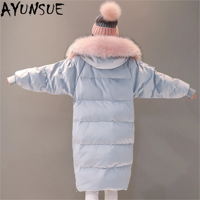 

AYUNSUE New 2019 Women's wWinter Down Jackets Warm Duck Down Women Long Parka Raccoon Fur Coat Female Jacket casaco feminino