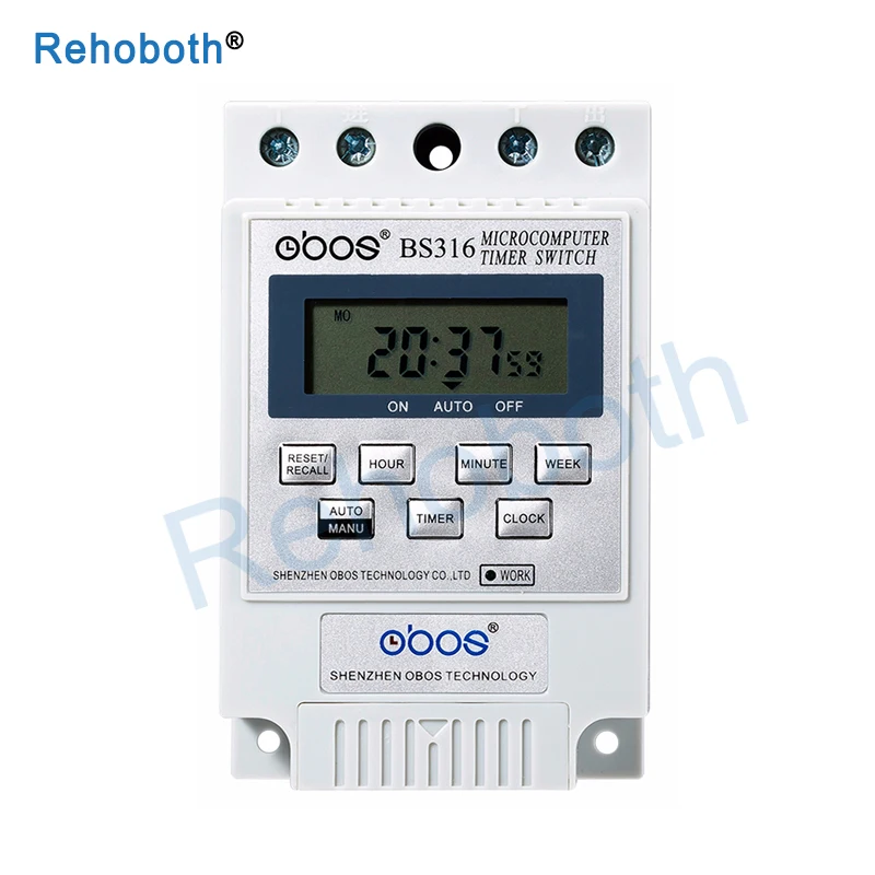 

Newly 25A 220V Digital Timer Din Rail Microcomputer Timer Switch KG316T with 10 times on/off Set Time Range 1min-168H